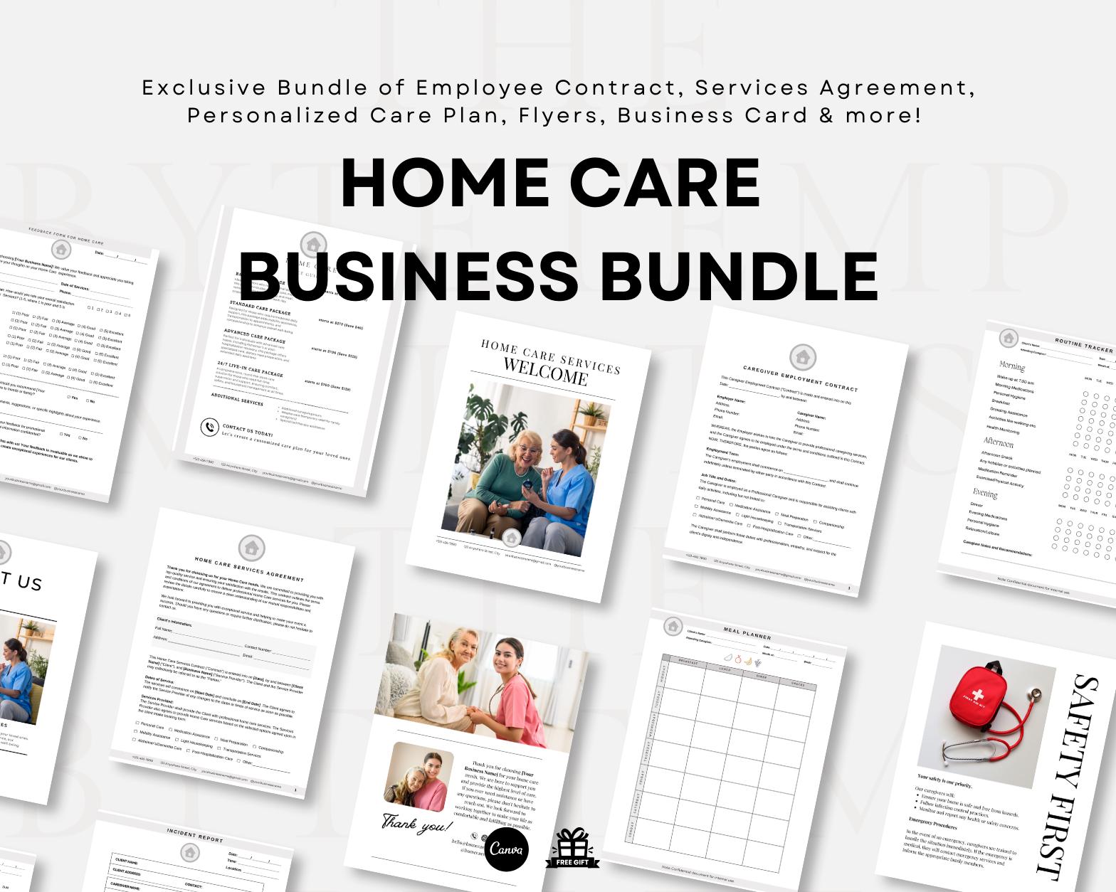 Home Care Agency Forms & Contract Templates, Client Intake Paperwork, Personalized Care Plan, Home Safety Checklist, Employment Contract PDF