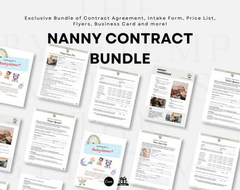 Editable Nanny Agreement Template, Babysitter Agreement, Childcare service, Nanny Contract Worksheet, Invoice Forms, Editable Canva Template