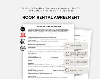 Printable Room Rental Agreement Template. Editable Room Tenancy Agreement. Rent Room. Roommate Room Rental Agreement. Room Rental Contract