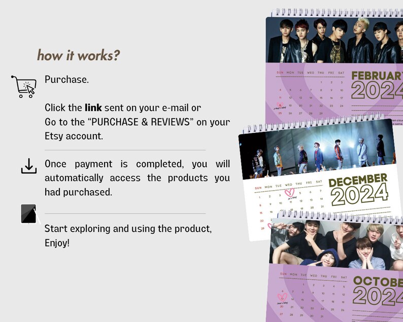 BTS 2024 Calendar Printable Kpop Instant Download PDF Etsy Australia