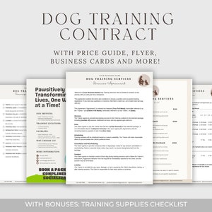 Hundetrainingsvertrag, Hundetraining-Servicevereinbarung, Haustier Business Forms, Haustiertraining Geschäft, Hundetrainer Kundenformulare, Hundetrainer