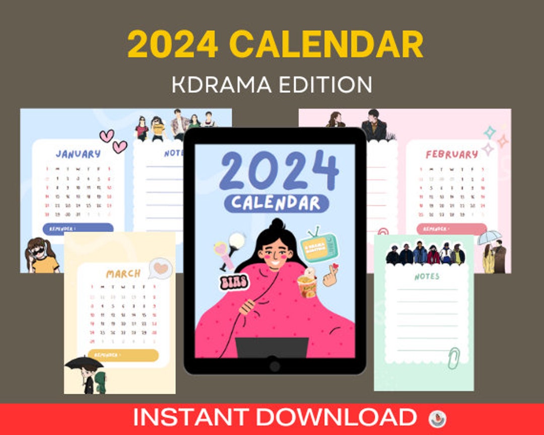 Kdrama 2024 Calendar Printable Kdrama Instant Download Etsy UK