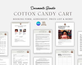 Cotton Candy Cart, Event Vendor Contract Template, Party Rental Party Supplies Contract, Candy Cart Display Plans Contract Bundle Editable
