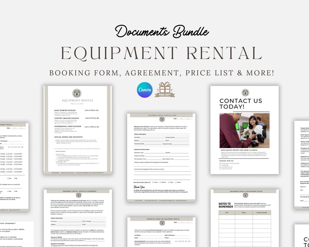 Equipment Rental Agreement Templates, Equipment Rental Contract Form ...