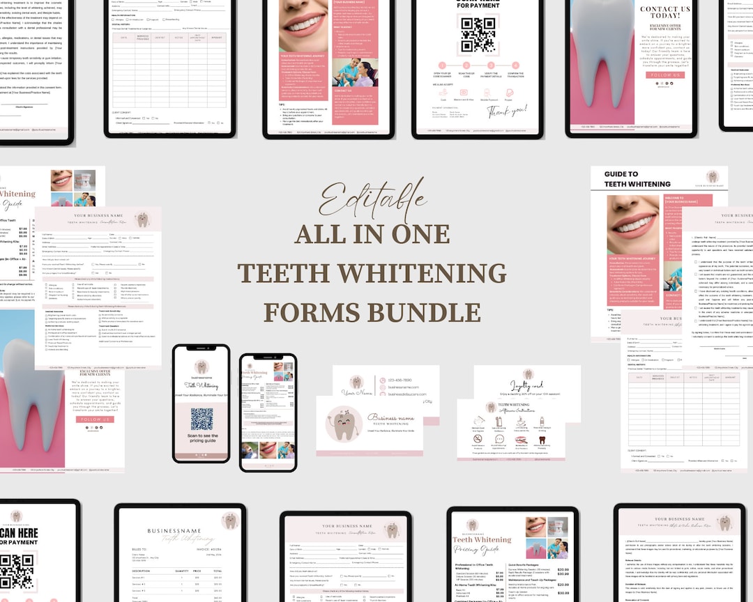 Teeth Whitening Consent Form, Teeth Whitening Forms Bundle, Esthetician Forms, Teeth Whitening