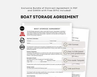 Boat Storage Contract Template - Customizable and Editable, Instant Download in PDF & Canva Format - Secure Your Storage Today