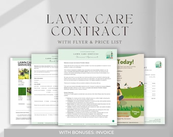 Lawn Care Contract, Tree Trimming Contract, Landscaping Contract, Lawn Care Flyer, Independent Contractor Agreement, Lawn Maintenance Flyer