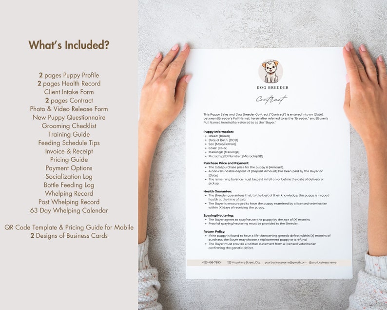 Dog Breeder Forms, Puppy Sale Contract, Dog Breeder Contract, Breeder Forms, Dog Whelping Charts, Whelping Records, Puppy Medical Records image 2
