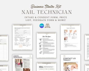 Paquete de formularios editables para técnicos de uñas, formularios de consulta para técnicos de uñas, formularios de admisión de clientes para manicura, cuidados posteriores a la manicura, seguimiento de citas, consentimiento