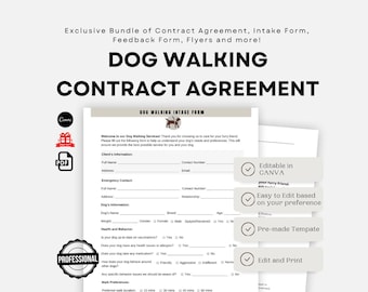 Editable Dog Walking Contract, Dog Walker Business, Dog Walker Agreement, Dog Walking Service Contract PDF CANVA