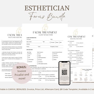 Esthetician Form Template, Facial Treatment Forms, Printable Skincare Consent Forms, Beauty Salon Forms, Facial Consultation Form
