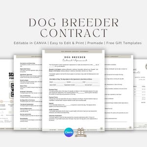 Hundezüchter Vertragsvorlage, Welpen Verkaufsvertrag, Haustier Adoptionsvertrag, Haustier Verkaufsvertrag, Hundeverkaufsvertrag, Canva Züchter Vorlagen