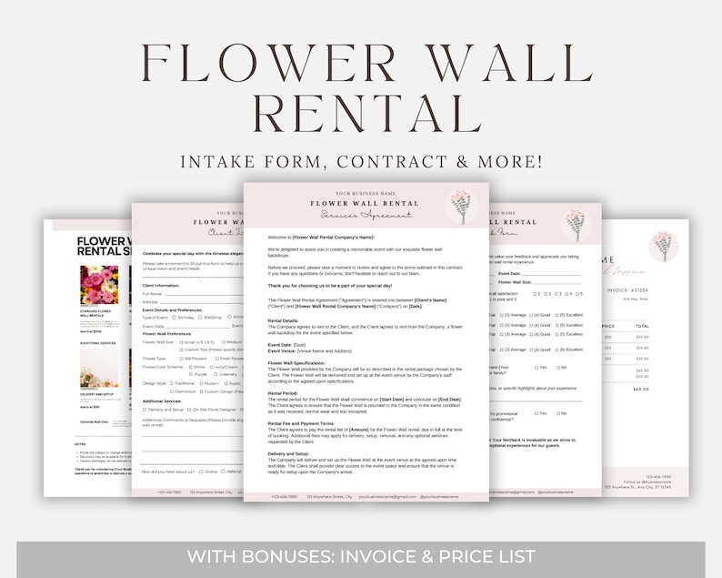 Flower Wall Rental Contract, Flower Wall Rental Backdrop, Florist