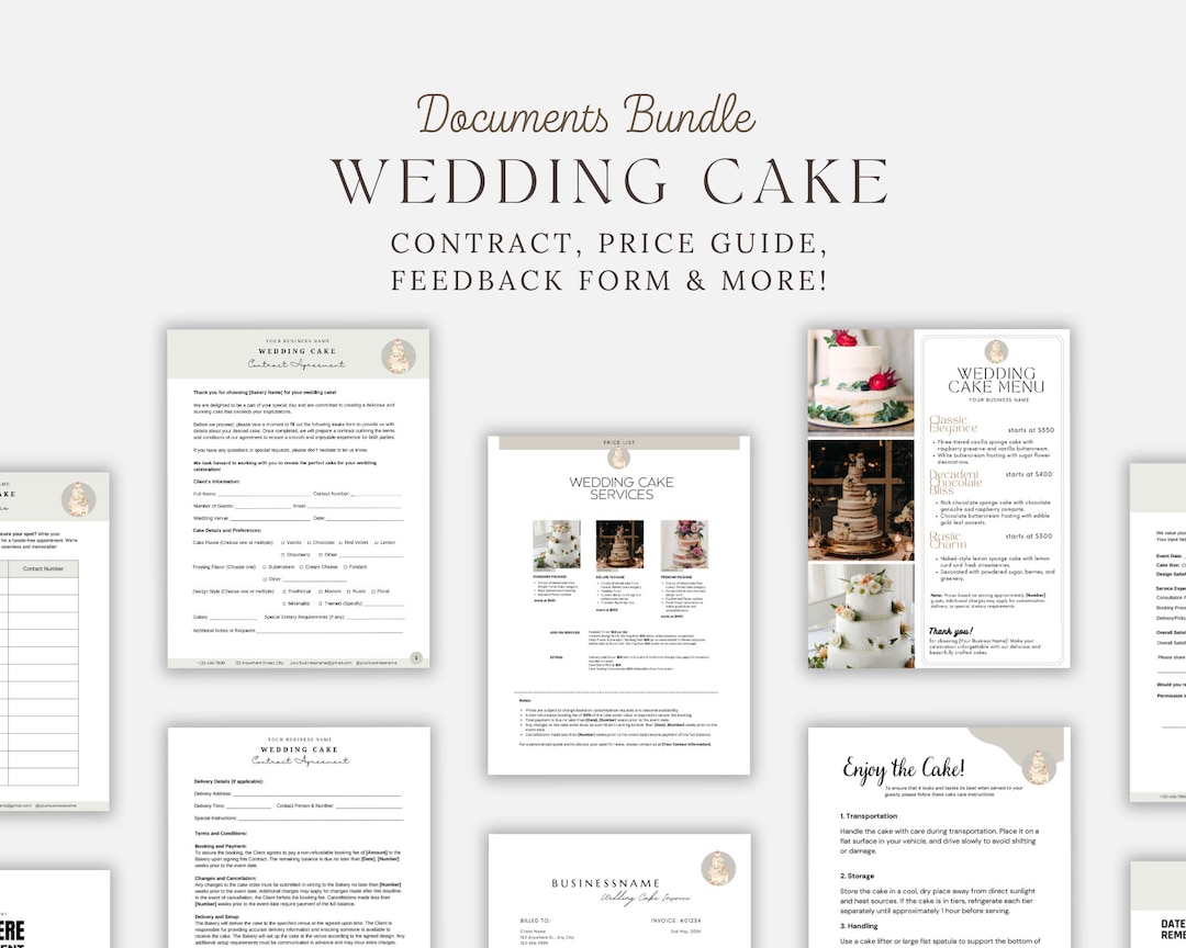 Wedding Cake Contract, Wedding Cake Order Form, Catering Agreement Form ...