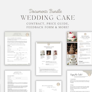 Hochzeitstortenvertrag, Hochzeitstorten-Bestellformular, Catering-Vertragsformular für Bäcker, Geschäftsbedingungen für Bäckereikunden, Kuchenmenü, CANVA