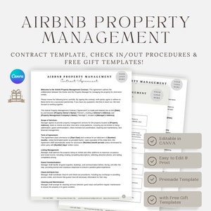 Airbnb Property Management Contract, Editable VRBO Short-Term Rental Agreement Template, Tenant Contract Forms, Rental Lease Contract