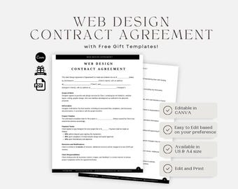 Web Designer Services Agreement, Website Design Contract, Freelance Web Designer Agreement, Invoice Template, Editable in CANVA pdf