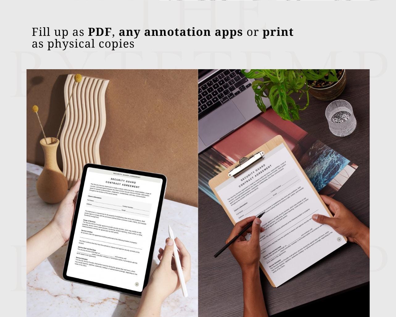 Printable Security Guard Contract Template PDF & CANVA - Customizable ...