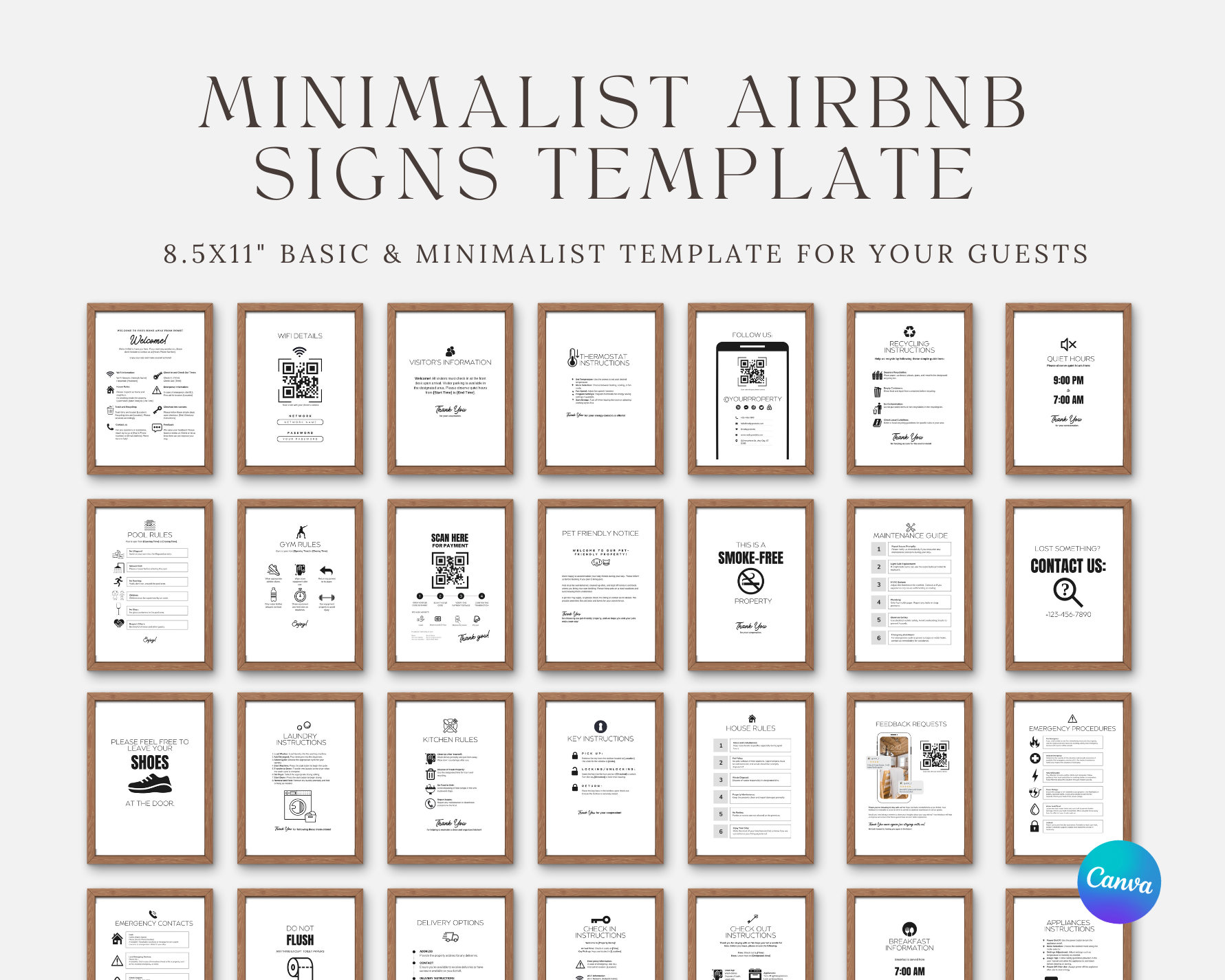 Airbnb Signs Bundle Template, Airbnb Signage, Rental Sign, Signage for ...