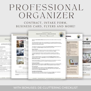 Professional Organizer Contract, Professional Organizer Forms, Professional Organizer Price List, Organizing Service Agreement, CANVA