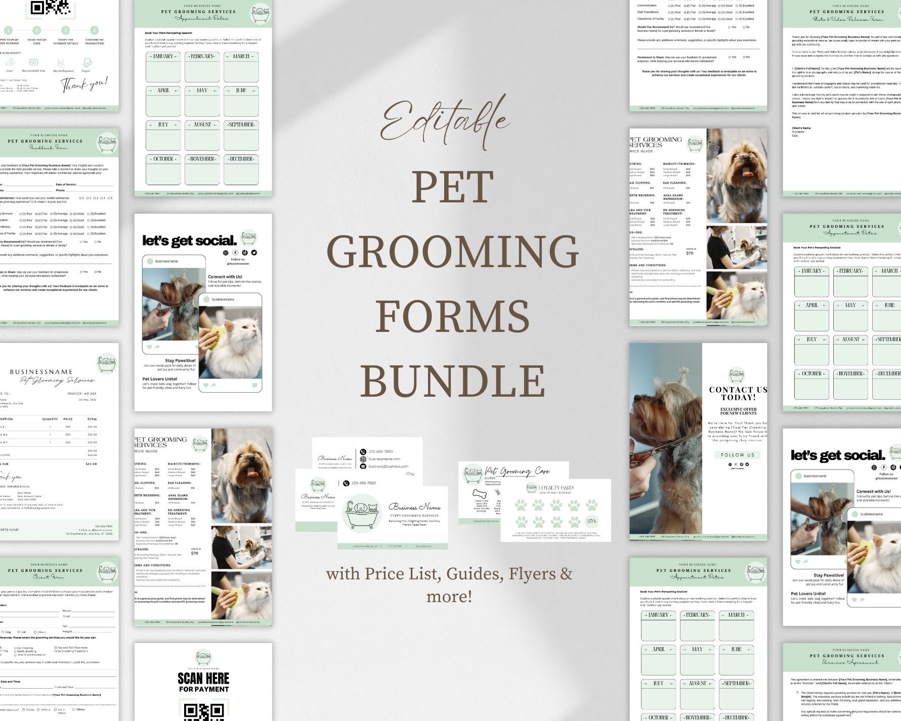 Pet Grooming Forms Intake Form Business Bundle Flyer Contract, Dog ...