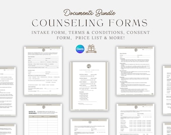 Counseling Intake Form, Counseling Forms Bundle, Mental Health Counselor Informed Consent Template, Psychotherapy Forms, Editable Printable