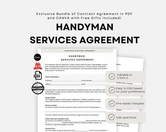 Handyman Contract Template: General Construction Agreement (Digital Download)