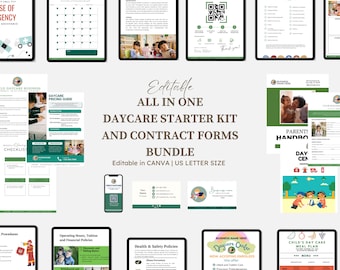 Home Daycare Starter Kit Bundle, Daycare Contract, Enrollment Forms & Paperwork, Childcare Parent Policies, Menu, Schedule Package, CANVA
