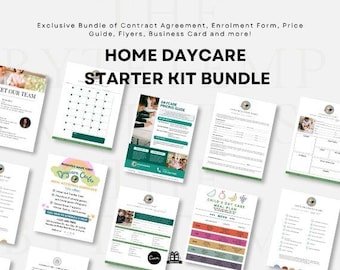 Home Daycare Starter Kit Bundle, Daycare Contract, Enrollment Forms & Paperwork, Childcare Parent Policies, Menu, Schedule Package, CANVA