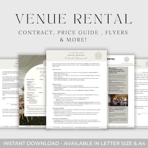 Veranstaltungsort Mietformen Bundle, Hochzeit Veranstaltungsort Vertragsvorlage, Event Center-Services-Vereinbarung, Event Hosting Kundenaufnahme, Veranstaltungsort Pakete