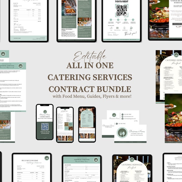 Catering Contract Template, Event Services Agreement Document, Catering Business Template, Catering Business Card Template, Catering Logo