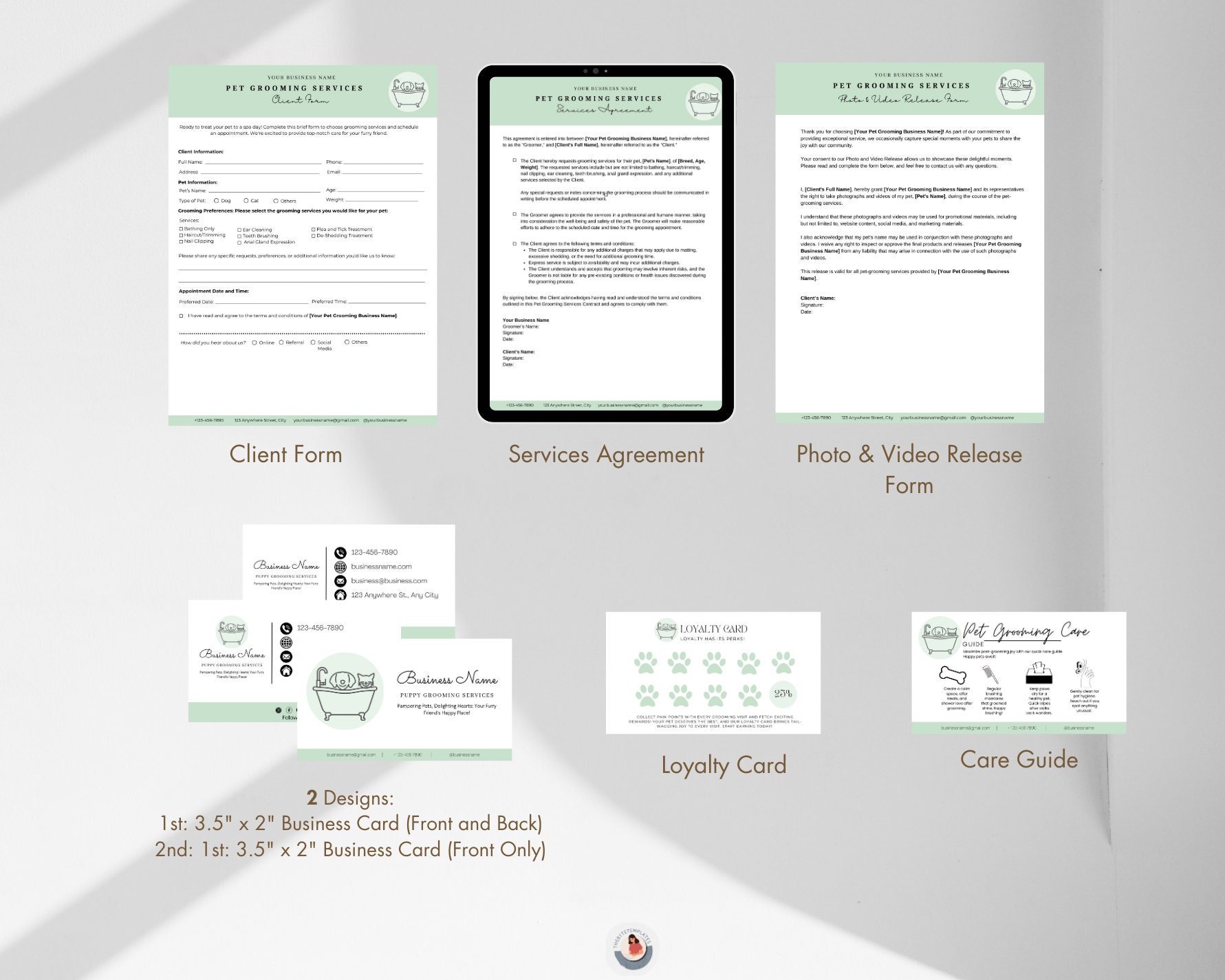 Pet Grooming Forms Intake Form Business Bundle Flyer Contract, Dog ...
