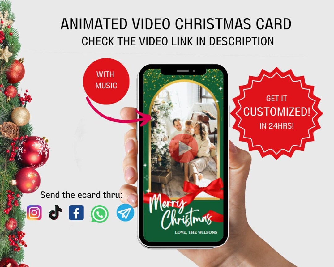 Digital Video Christmas Card Animated Video Christmas Etsy