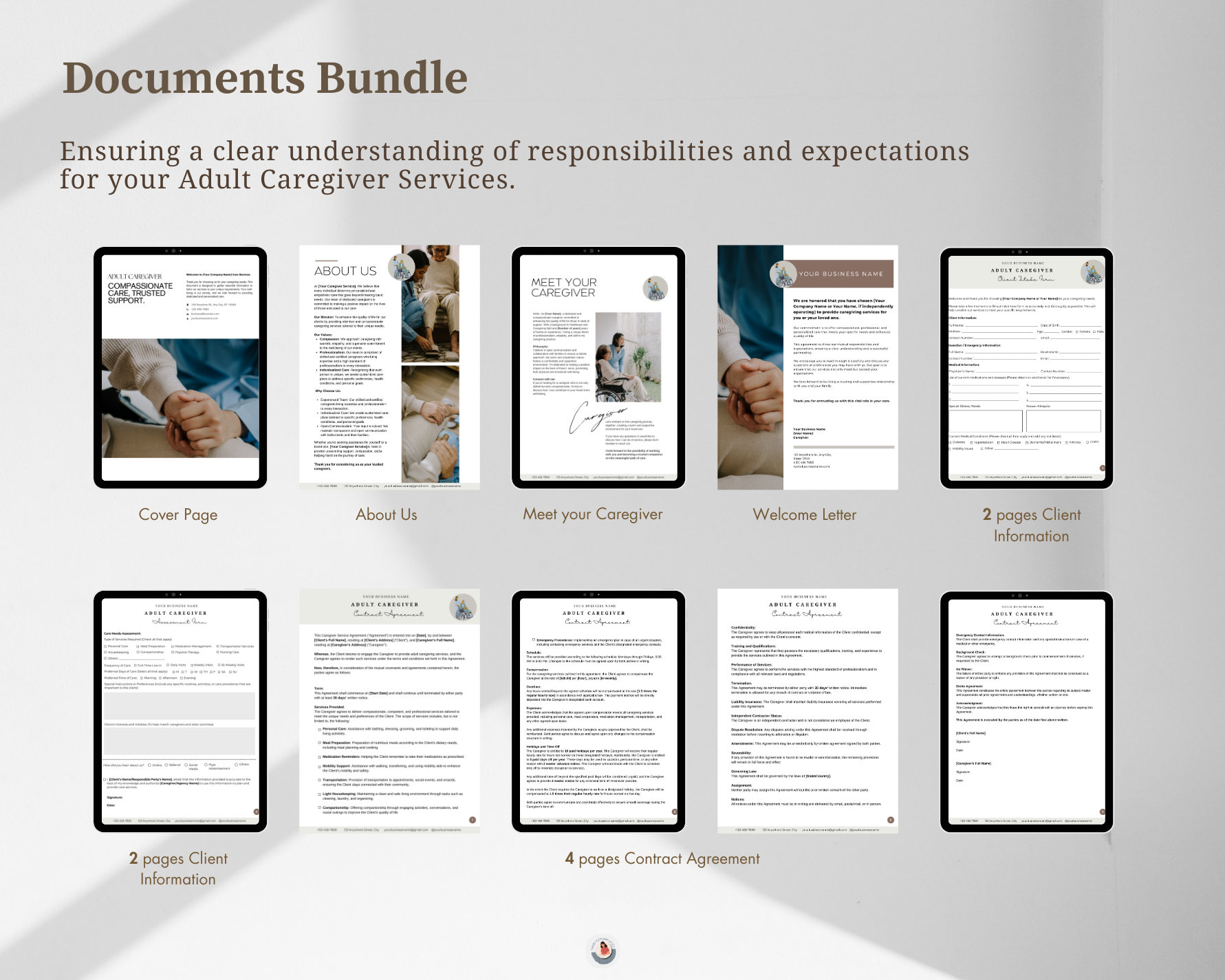 Caregiver Contract Home Care Services Agreement Caregiver Forms Home ...