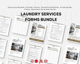 Laundry Pickup and Delivery Services Contract Agreement Template, Client Intake Form, Editable Laundry Services Forms, Invoice, Signs CANVA