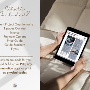 May include: A person is relaxing on a couch and reading a digital guide to website design services. The guide includes information on website design services, pricing, and payment options. The text on the screen reads "Guide to our Website Design Services".