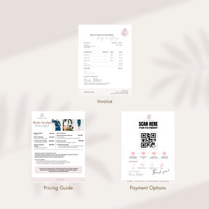K&ouml;nnte beinhalten: Ein Preisverzeichnis f&uuml;r Body-Sculpting-Dienstleistungen. Der Leitfaden listet verschiedene Dienstleistungen und deren entsprechende Preise auf. Das Dokument enth&auml;lt auch einen QR-Code f&uuml;r Zahlungsoptionen.