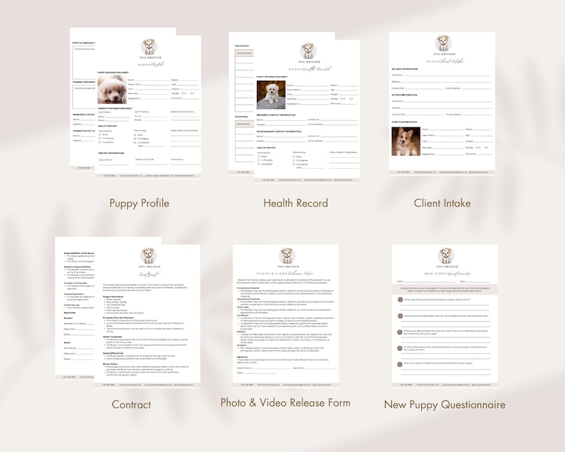 Dog Breeder Forms, Puppy Sale Contract, Dog Breeder Contract, Breeder Forms, Dog Whelping Charts, Whelping Records, Puppy Medical Records image 3