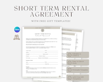 Short Term Rental Contract, Short Term Rental Agreement Contract, House Airbnb Vacation Rental Agreement Contract,  Lease Agreement Template
