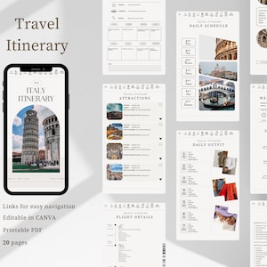Editable Travel Itinerary Template | Trip Itinerary | Printable Travel Guide | Travel Agent Planner | Holiday Honeymoon Vacation Planner