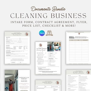 Cleaning Business Forms Bundle, Editable Cleaning Contract, Cleaning Checklist, Commercial Cleaning Proposal, Cleaning Service, Intake Form