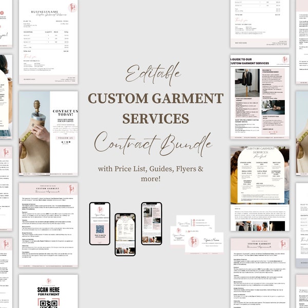 Custom Garment Contract, Tailor Made Clothing Agreement, Tailored Forms, Sewing Contract, Tailoring Services Contract Template, Sewing