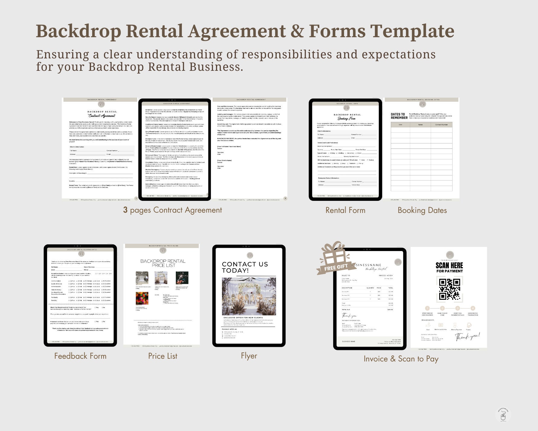 Backdrop Rental Agreement Template, Flower Wall Rental Contract, Event ...