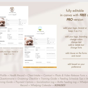 Dog Breeder Forms, Puppy Sale Contract, Dog Breeder Contract, Breeder Forms, Dog Whelping Charts, Whelping Records, Puppy Medical Records image 8