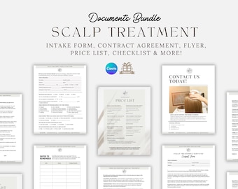 Editable Scalp Treatment Consent Contract Liability Waiver Form for Hair Care, Scalp Therapy, Esthetician Business Forms Bundle, CANVA