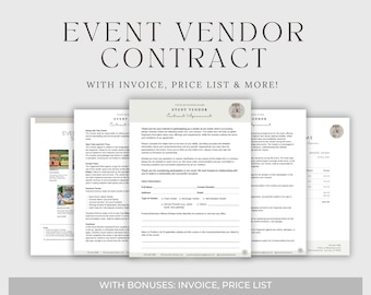 Event Vendor Contract, Event Vendor Agreement, Venue Décor Contract, Event Planner Contract Bundle, Event Coordinator Services Agreement