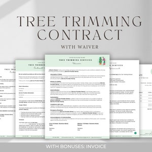 Tree Trimming Contract Waiver Logo, Lawn Care Contract, Service Agreement, Gardening, Landscaping, Landscape, Plant Cuttings, CANVA