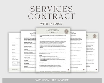 Services Contract Agreement Template, Service Contract Template, Scope of Services Agreement, General Contract Forms, CANVA, Editable