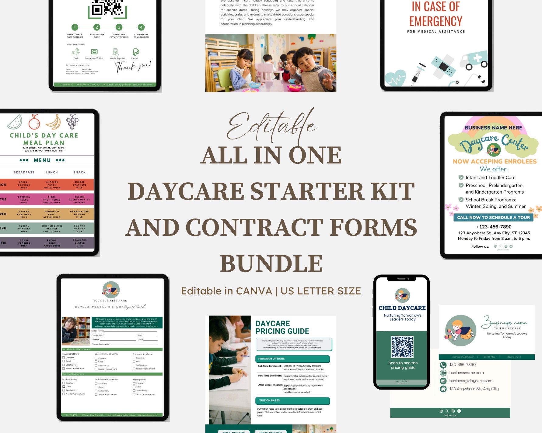 Editable Daycare Forms, Daycare Contract, Daycare Starter Kit, Childcare Forms, Daycare