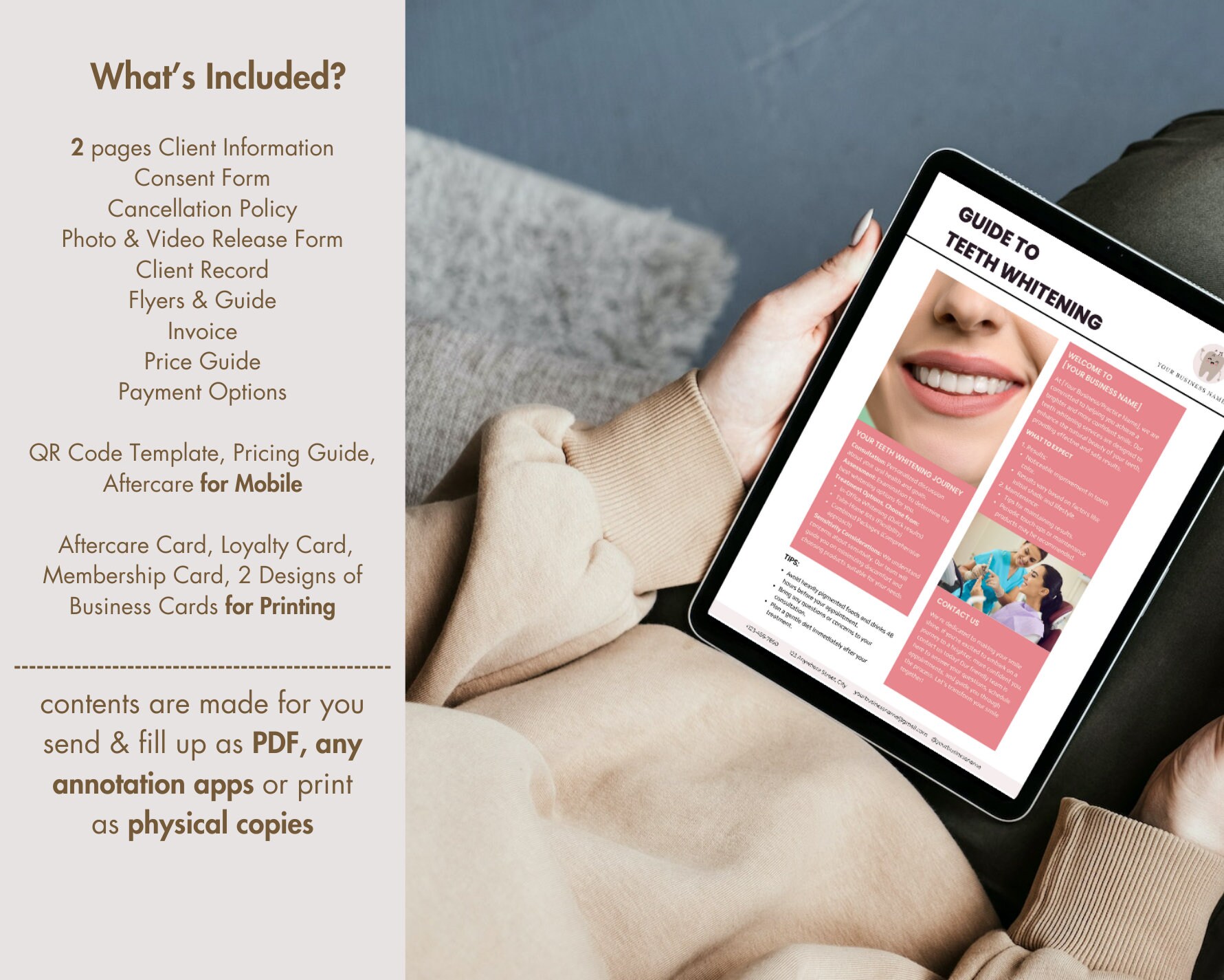 Teeth Whitening Consent Form, Teeth Whitening Forms Bundle, Esthetician Forms, Teeth Whitening